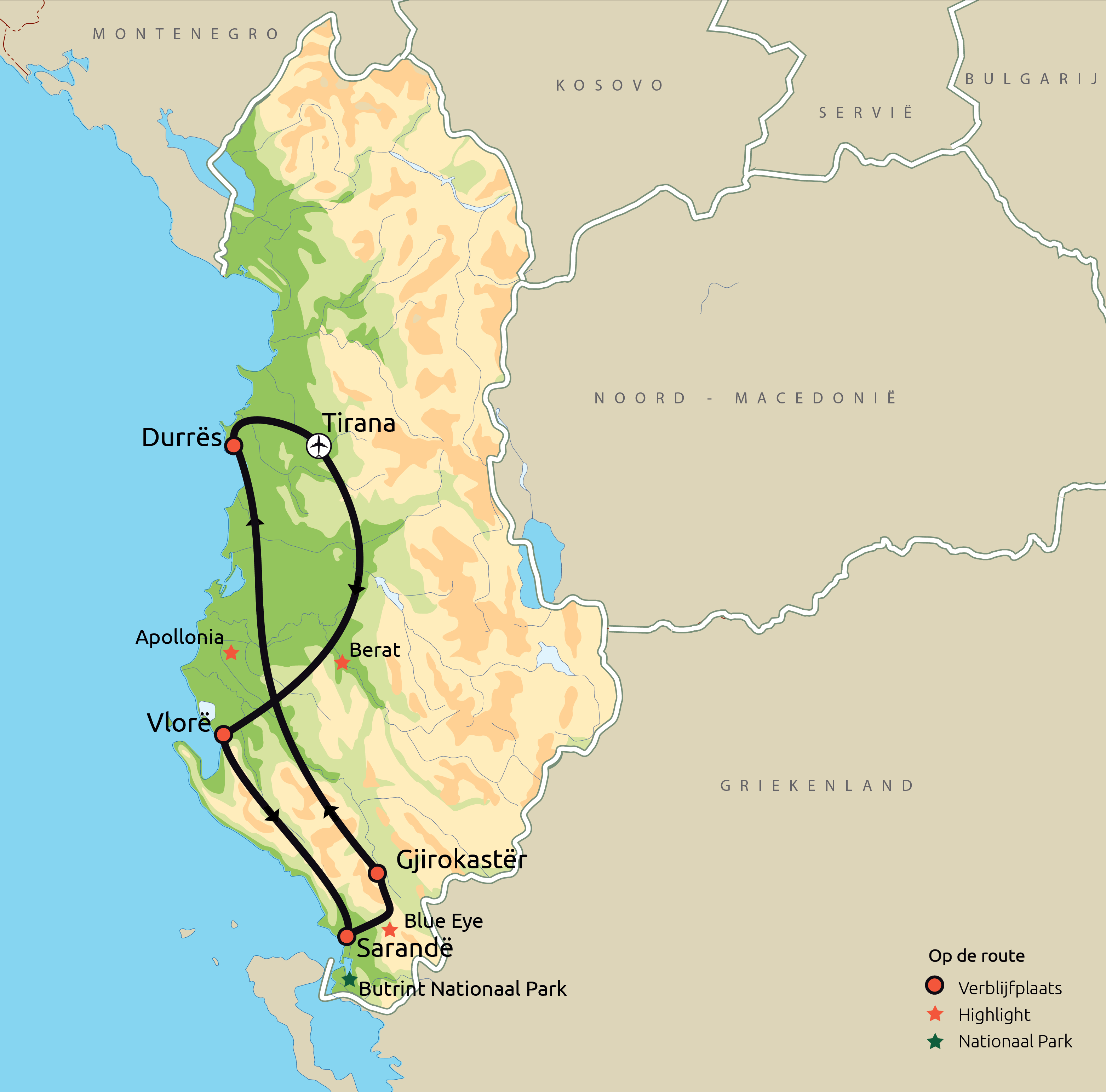 Routekaart Beste van Albanië