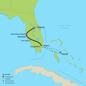 Routekaart Florida & de Bahama's