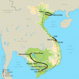 Routekaart Vietnam & Cambodja