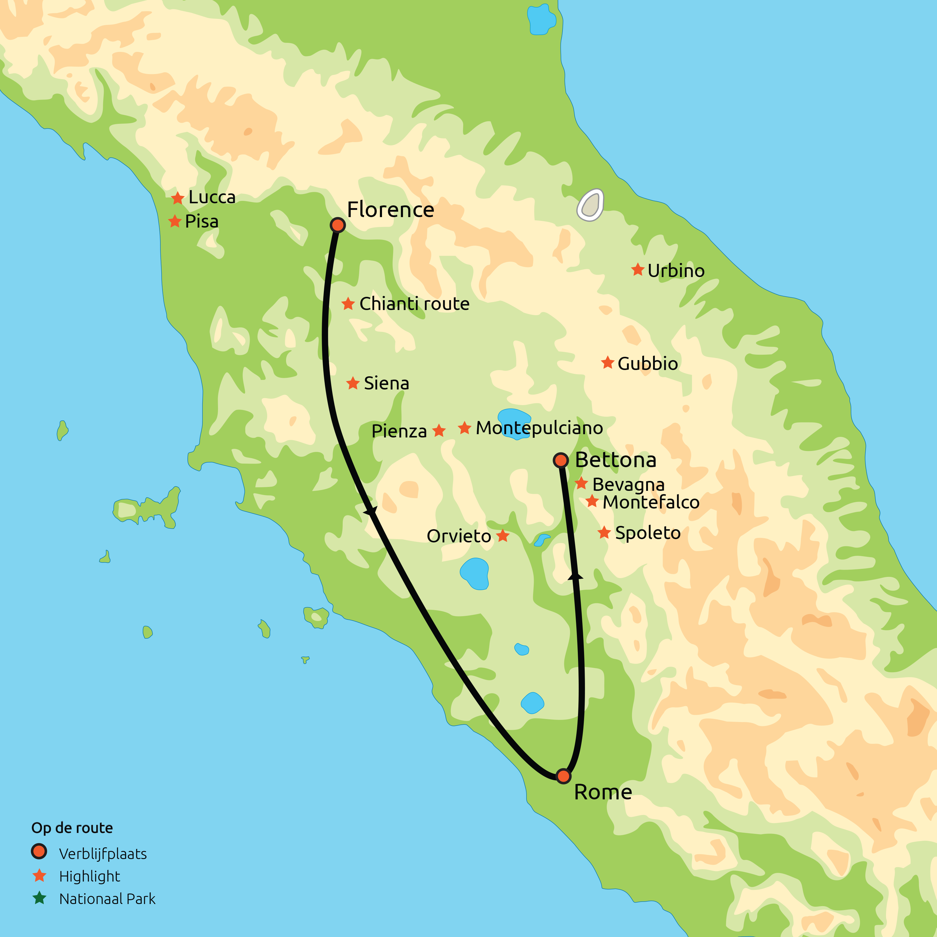 Relaxt door Toscane, Umbrië & Rome (o.b.v. eigen vervoer)