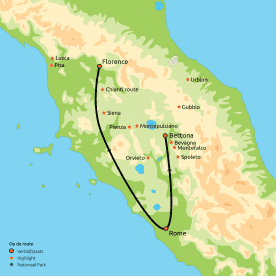 Relaxt door Toscane, Umbrië & Rome (o.b.v. eigen vervoer)