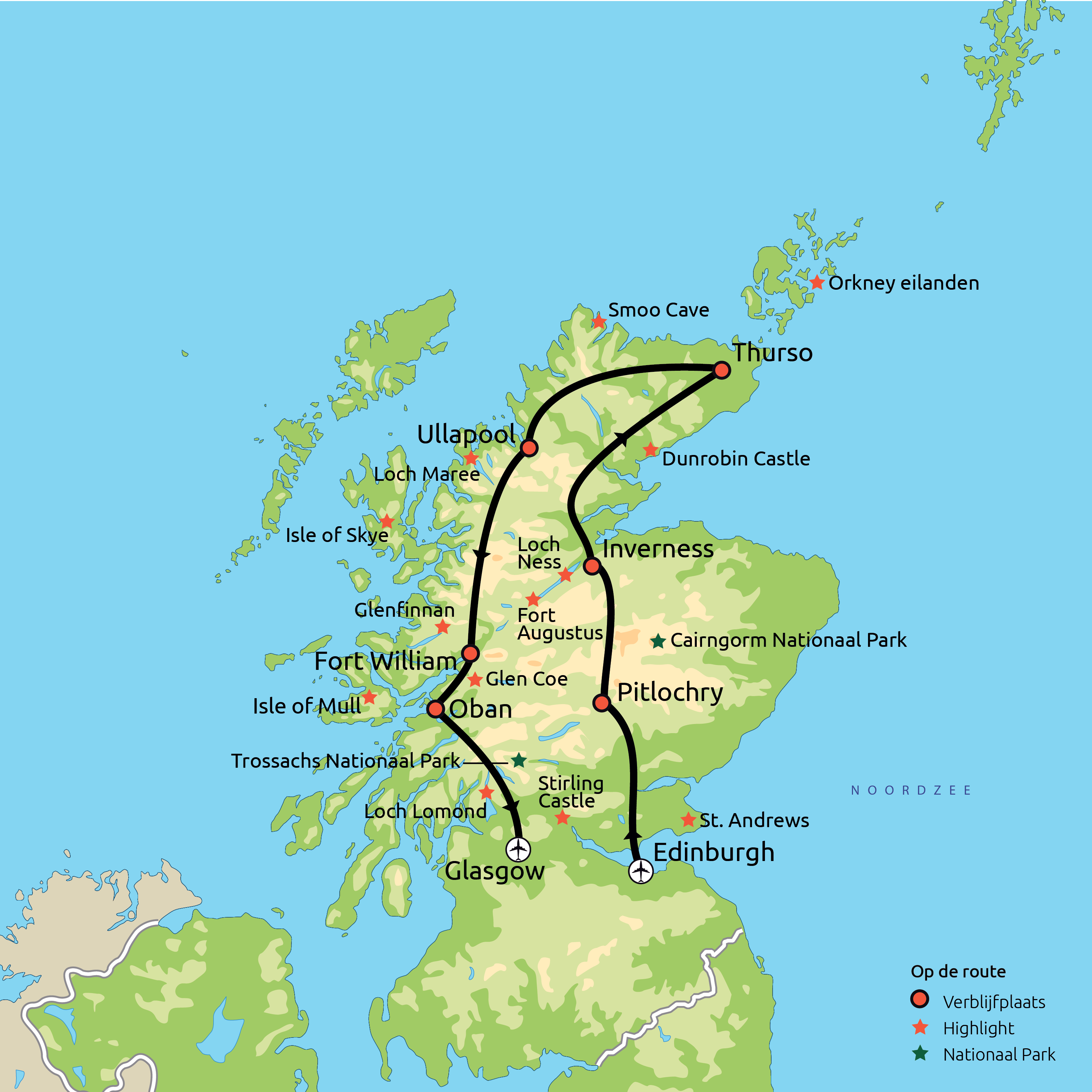 Routekaart Schotse Hooglanden en Eilanden