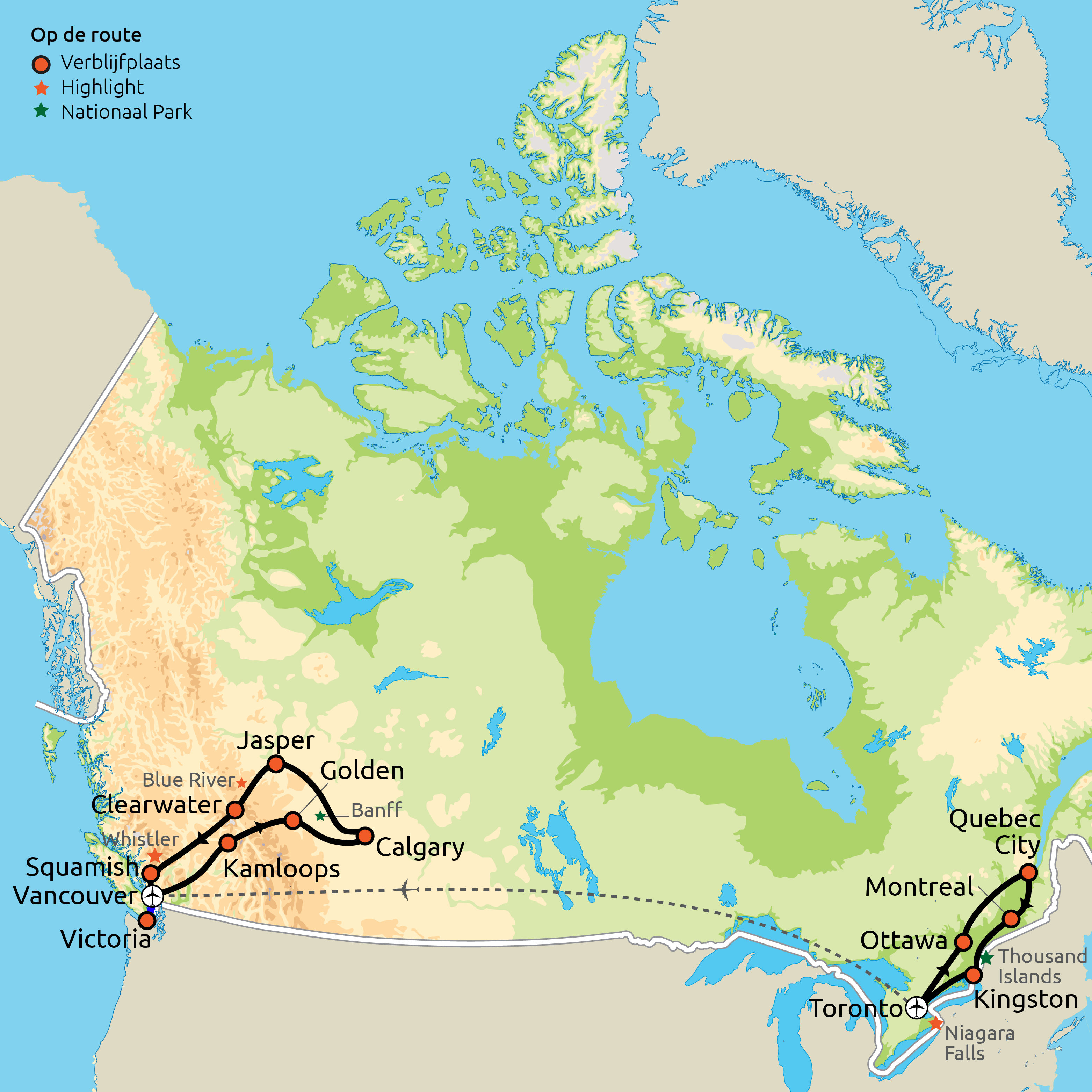 Canada van Oost naar West