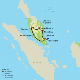 Routekaartje Familiegroepsreis Maleisië
