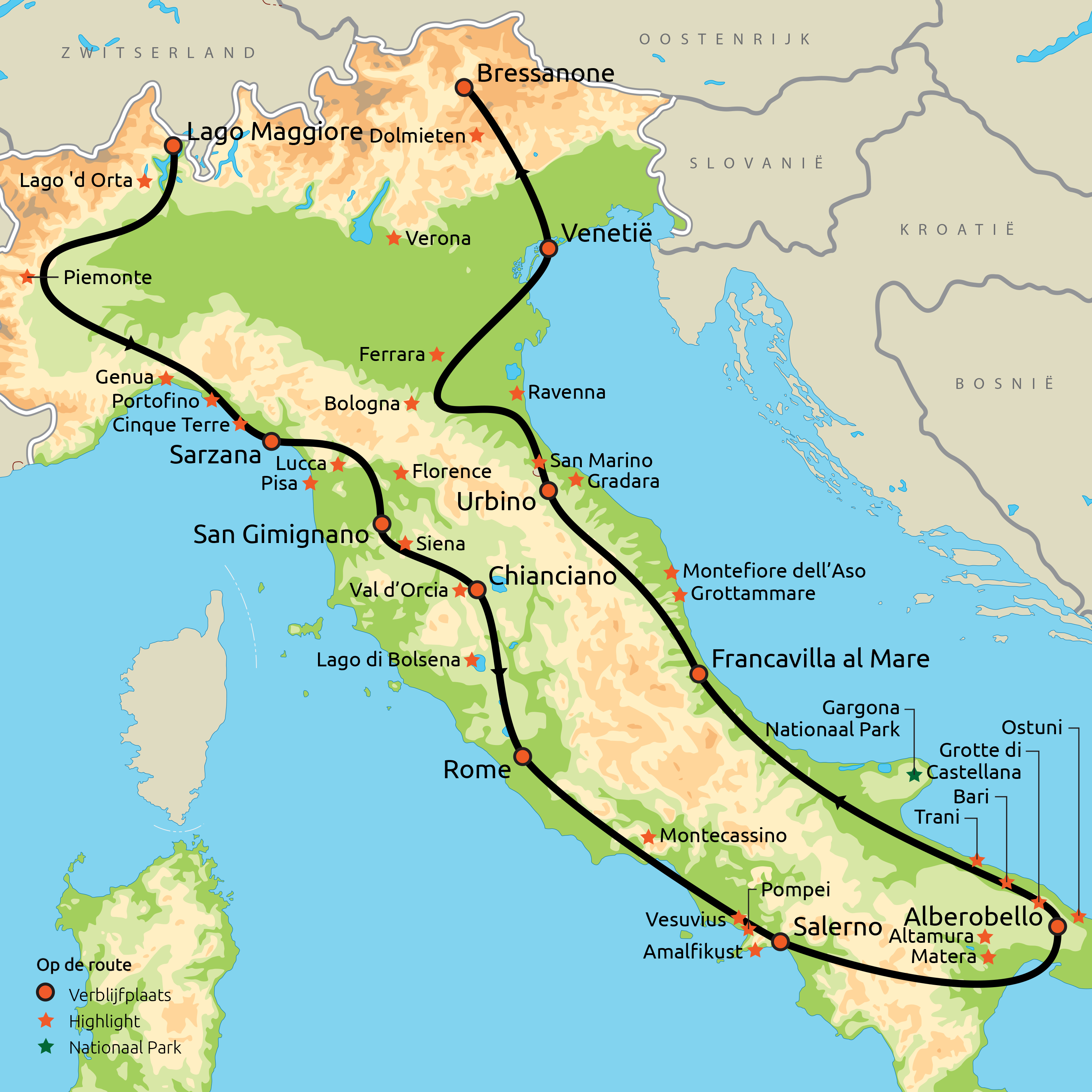 Grand Tour door Italië (o.b.v. eigen vervoer)