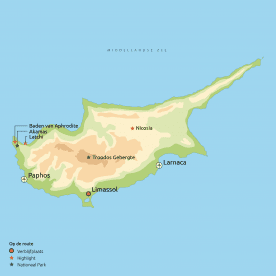 Routekaart Zonnige Zuiden van Cyprus