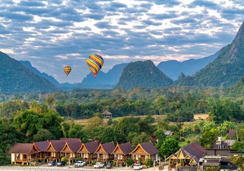 Vang Vieng, vanuit een luchtballon