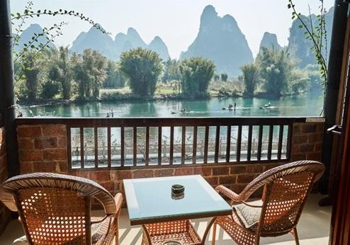 Yangshuo Mountain Retreat, uitzicht terras