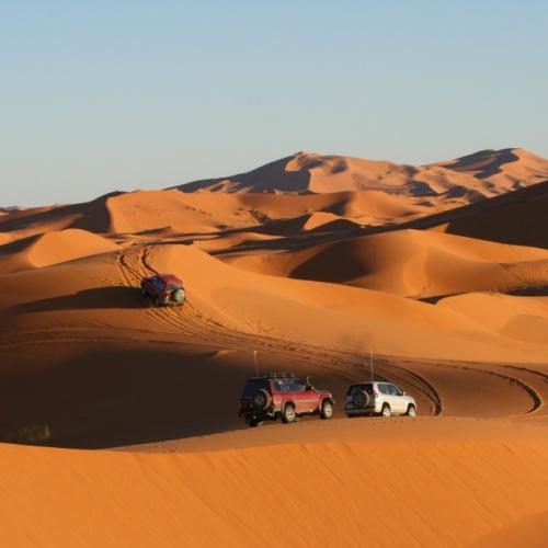 Jeeps in de woestijn