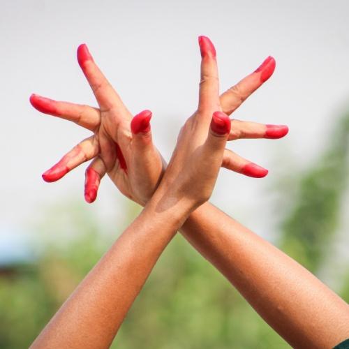 Close up traditionele dans, India