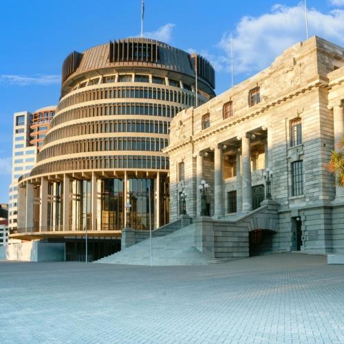 Beehive gebouw in Wellington