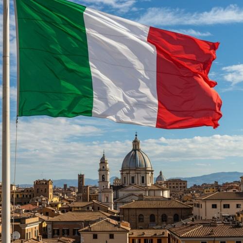 Italiaanse vlag en uitzicht Florence