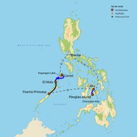 Routekaart Eilandhoppen Palawan & Bohol
