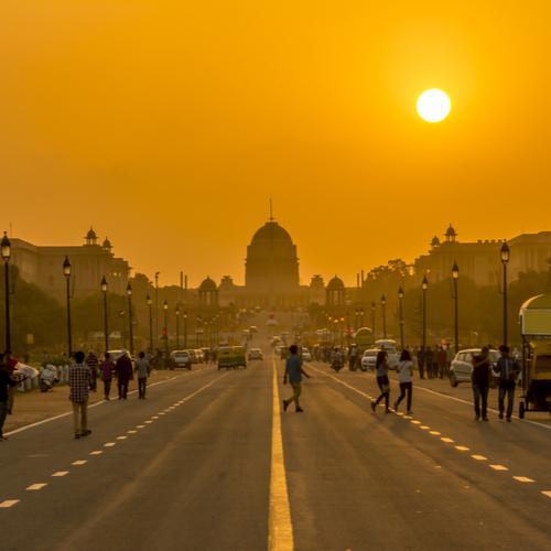 Straatbeeld van Delhi