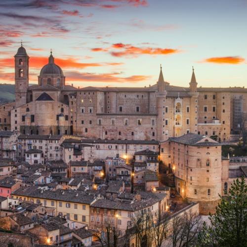 Urbino, zonsondergang
