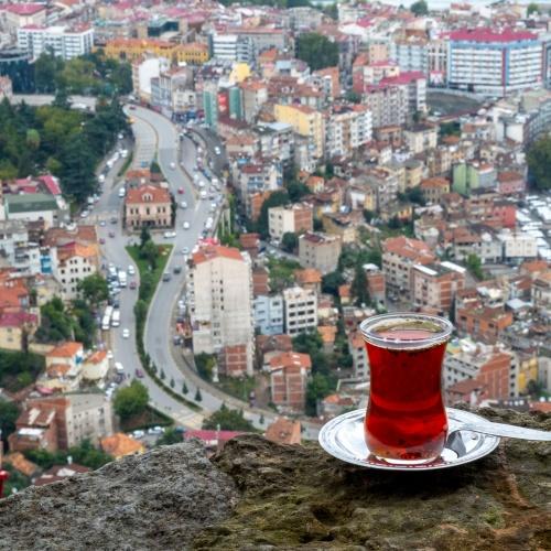 Uitzicht op Trabzon stad & thee