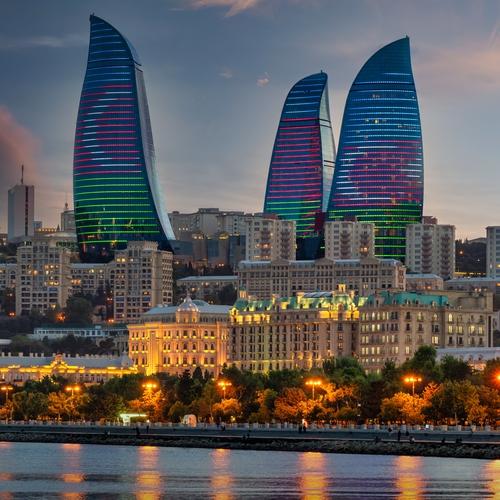Flame Towers in Bakoe, Azerbeidzjan