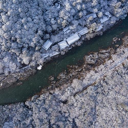 Luchtfoto van de Katsura-rivier