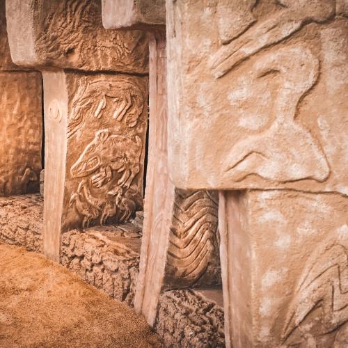 Details van de archeologische opgravingen in Göbeklitepe