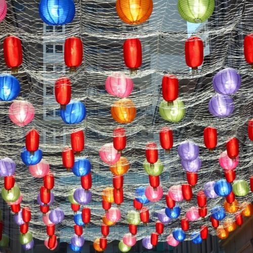 Kleurrijke lantaarns in Chinatown, Manilla