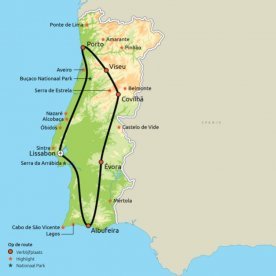 Routekaart Dwars door Portugal