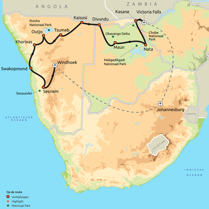 21-daagse Groepsreis Namibië, Botswana & Zimbabwe