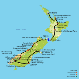 Routekaart Het Beste van Nieuw-Zeeland & Coromandel